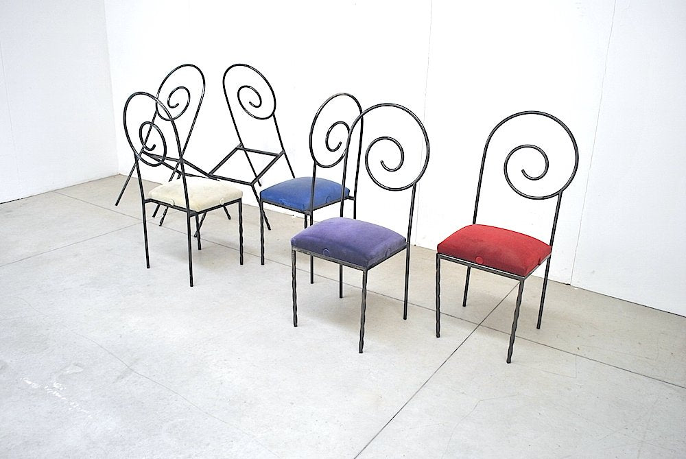 Italian Suspiral Dining Chairs by Luigi Serafini for Sawary & Moroni, 1984, Set of 6