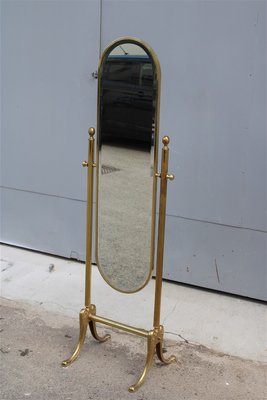 Italian Swinging Bedroom Mirror in Solid Brass, 1950s-EH-1058094