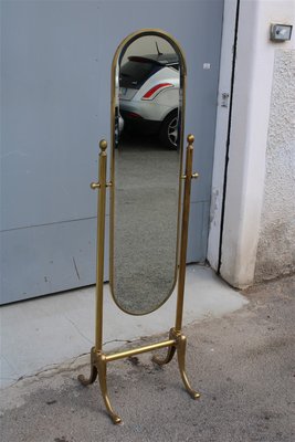 Italian Swinging Bedroom Mirror in Solid Brass, 1950s-EH-1058094