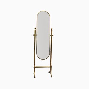 Italian Swinging Bedroom Mirror in Solid Brass, 1950s-EH-1058094