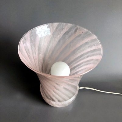 Italian Swirled Pink Murano Glass Vase Table Lamp, 1970s-HWV-1156279