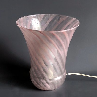 Italian Swirled Pink Murano Glass Vase Table Lamp, 1970s-HWV-1156279