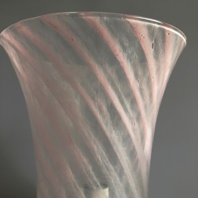 Italian Swirled Pink Murano Glass Vase Table Lamp, 1970s-HWV-1156279