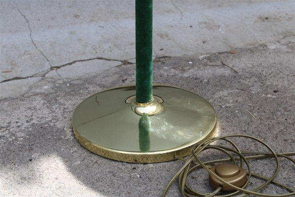 Italian Swivel Floor Lamp in Brass and Green Velvet, 1950s-EH-963796