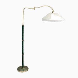 Italian Swivel Floor Lamp in Brass and Green Velvet, 1950s-EH-963796