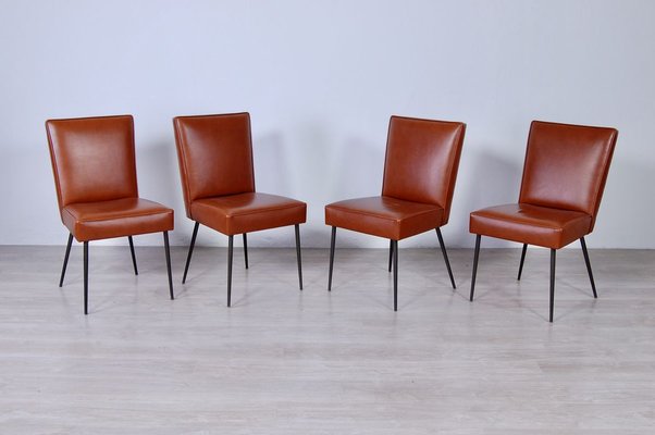 Italian Table and Office Chairs from Trau, 1960s, Set of 5-XSG-910307