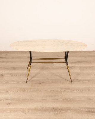 Italian Table in Brass and Marble, 1960s-IUC-1811099