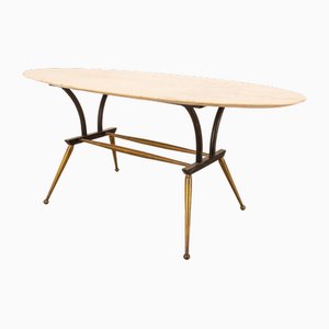 Italian Table in Brass and Marble, 1960s-IUC-1811099