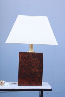 Italian Table Lamp in Briar Wood and Brass, 1970s-EH-695625