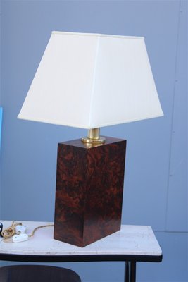 Italian Table Lamp in Briar Wood and Brass, 1970s-EH-695625