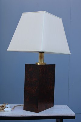 Italian Table Lamp in Briar Wood and Brass, 1970s-EH-695625