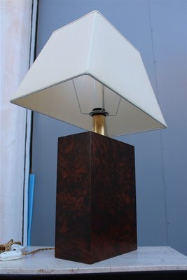 Italian Table Lamp in Briar Wood and Brass, 1970s-EH-695625