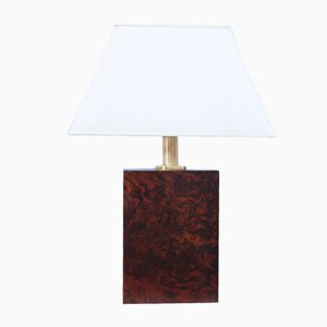 Italian Table Lamp in Briar Wood and Brass, 1970s-EH-695625