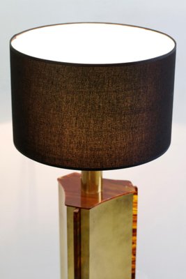 Italian Table Lamp in Faux Tortoise and Brass, 1970s-FO-675834