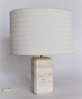 Italian Table Lamp in Travertine Marble, 1970s-VNE-966123