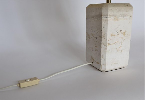 Italian Table Lamp in Travertine Marble, 1970s-VNE-966123