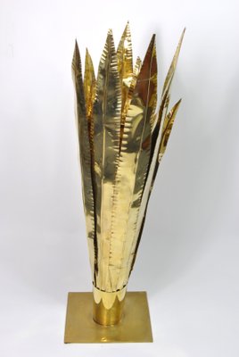 Italian Table Lamp with Brass Base and Leaves, 1970s-WFB-738565