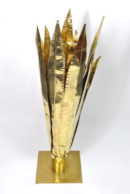 Italian Table Lamp with Brass Base and Leaves, 1970s-WFB-738565