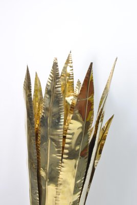 Italian Table Lamp with Brass Base and Leaves, 1970s-WFB-738565