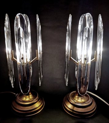 Italian Table Lamps in Brass and Crystal by Sciolari Gaetano, 1970s, Set of 2-QRS-1756691