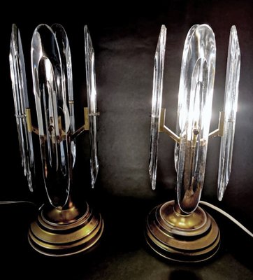 Italian Table Lamps in Brass and Crystal by Sciolari Gaetano, 1970s, Set of 2-QRS-1756691