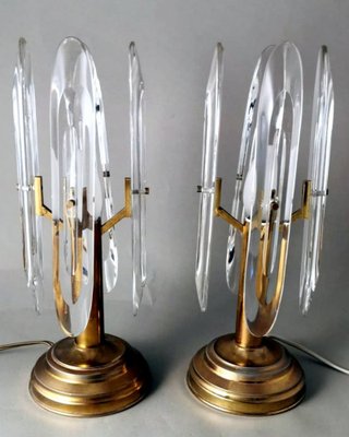 Italian Table Lamps in Brass and Crystal by Sciolari Gaetano, 1970s, Set of 2-QRS-1756691