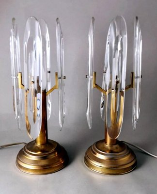 Italian Table Lamps in Brass and Crystal by Sciolari Gaetano, 1970s, Set of 2-QRS-1756691