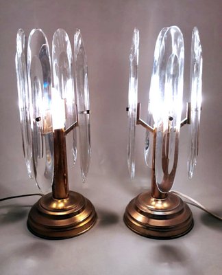 Italian Table Lamps in Brass and Crystal by Sciolari Gaetano, 1970s, Set of 2-QRS-1756691