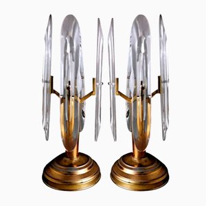 Italian Table Lamps in Brass and Crystal by Sciolari Gaetano, 1970s, Set of 2-QRS-1756691