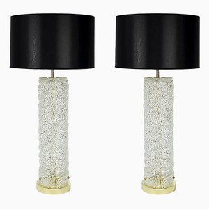 Italian Table Lamps in Brass and Openwork Murano Glass, Set of 2-ZVH-1798706