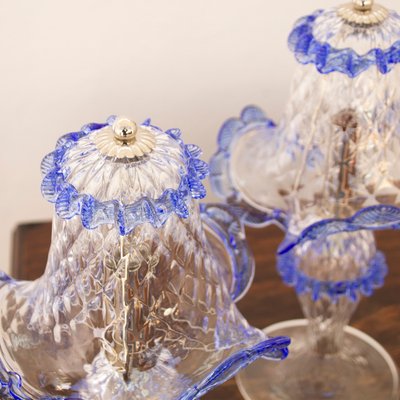 Italian Table Lamps in Clear and Blue Murano Glass, 2000s, Set of 2-MPO-1800643