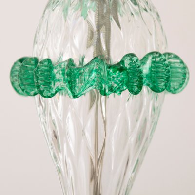 Italian Table Lamps in Clear and Green Murano Glass, 2000s, Set of 2-MPO-1800917