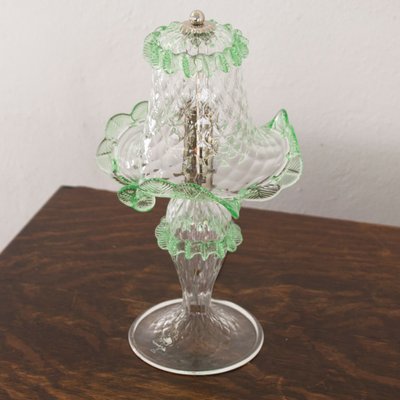 Italian Table Lamps in Clear and Light Green Murano Glass, 2000s, Set of 2-MPO-1800919