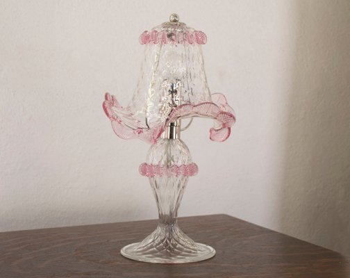 Italian Table Lamps in Clear and Pink Murano Glass, 2000s, Set of 2-MPO-1800927