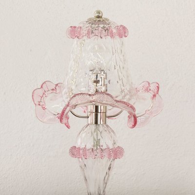 Italian Table Lamps in Clear and Pink Murano Glass, 2000s, Set of 2-MPO-1800927