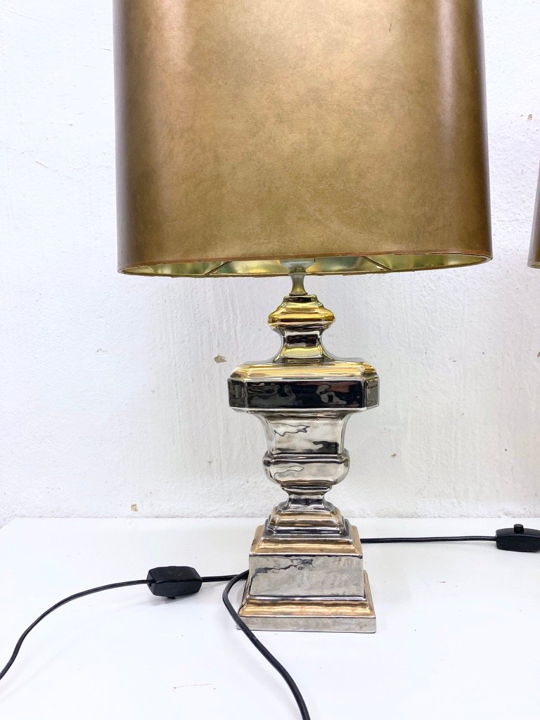 Italian Table Lamps with Ceramic Bases by Zaccagnini, 1960s, Set of 2