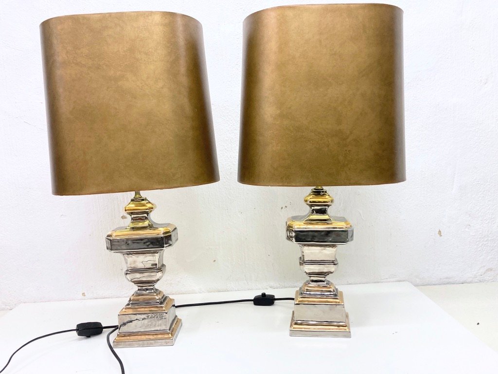 Italian Table Lamps with Ceramic Bases by Zaccagnini, 1960s, Set of 2