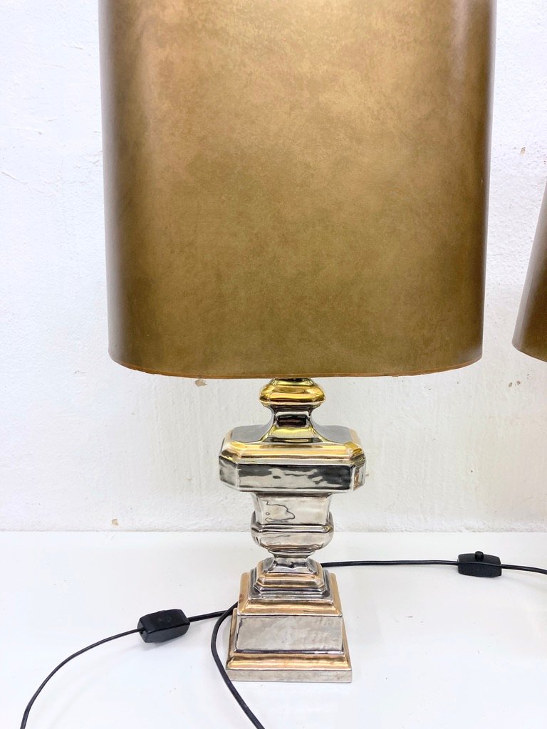 Italian Table Lamps with Ceramic Bases by Zaccagnini, 1960s, Set of 2