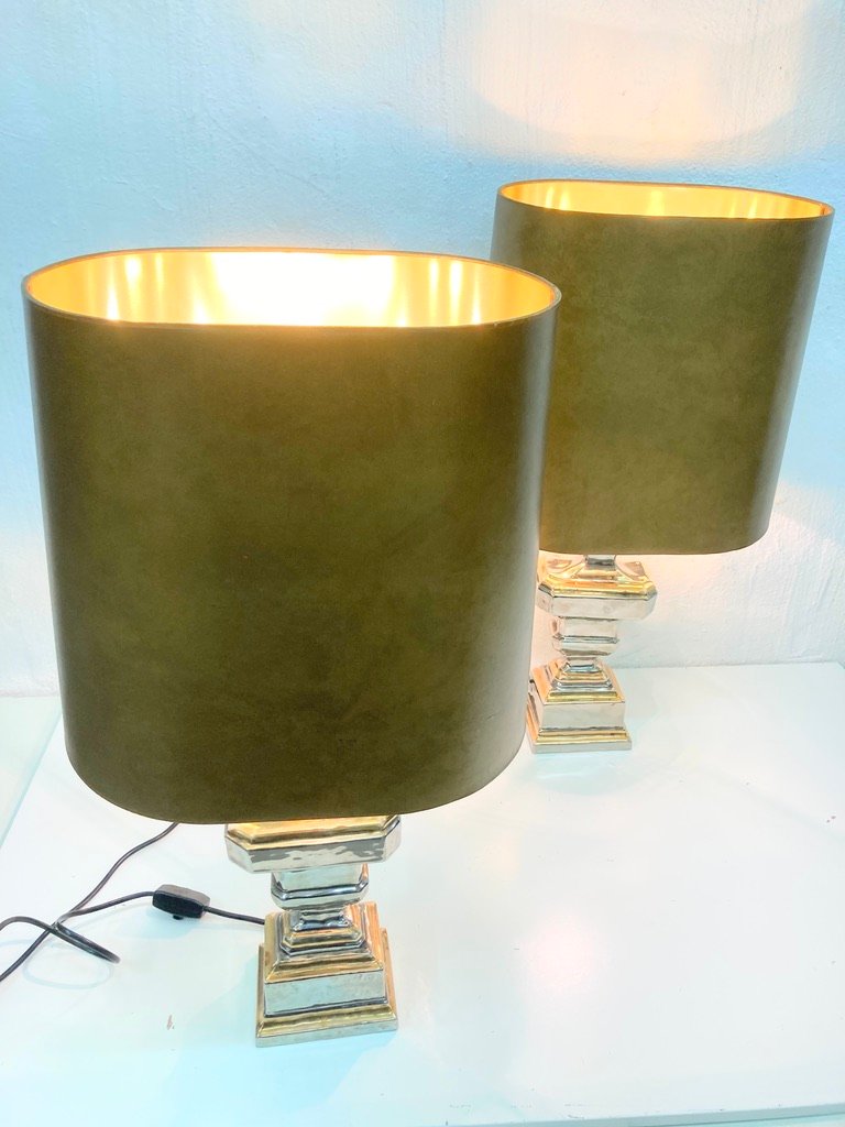 Italian Table Lamps with Ceramic Bases by Zaccagnini, 1960s, Set of 2