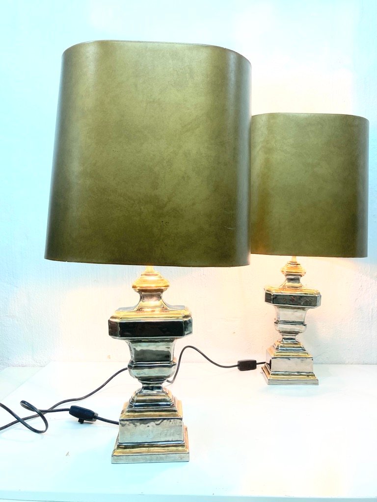 Italian Table Lamps with Ceramic Bases by Zaccagnini, 1960s, Set of 2