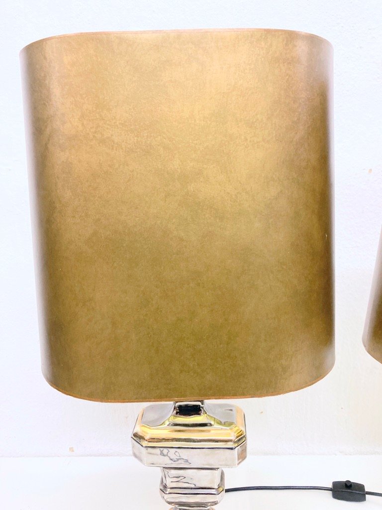 Italian Table Lamps with Ceramic Bases by Zaccagnini, 1960s, Set of 2