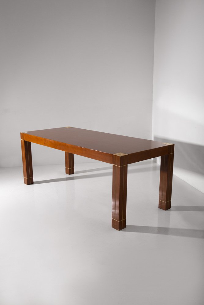 Italian Table with Brass Edges in the style of Renato Polidori, 1980s