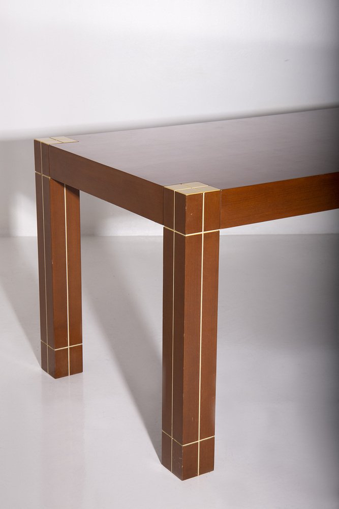 Italian Table with Brass Edges in the style of Renato Polidori, 1980s