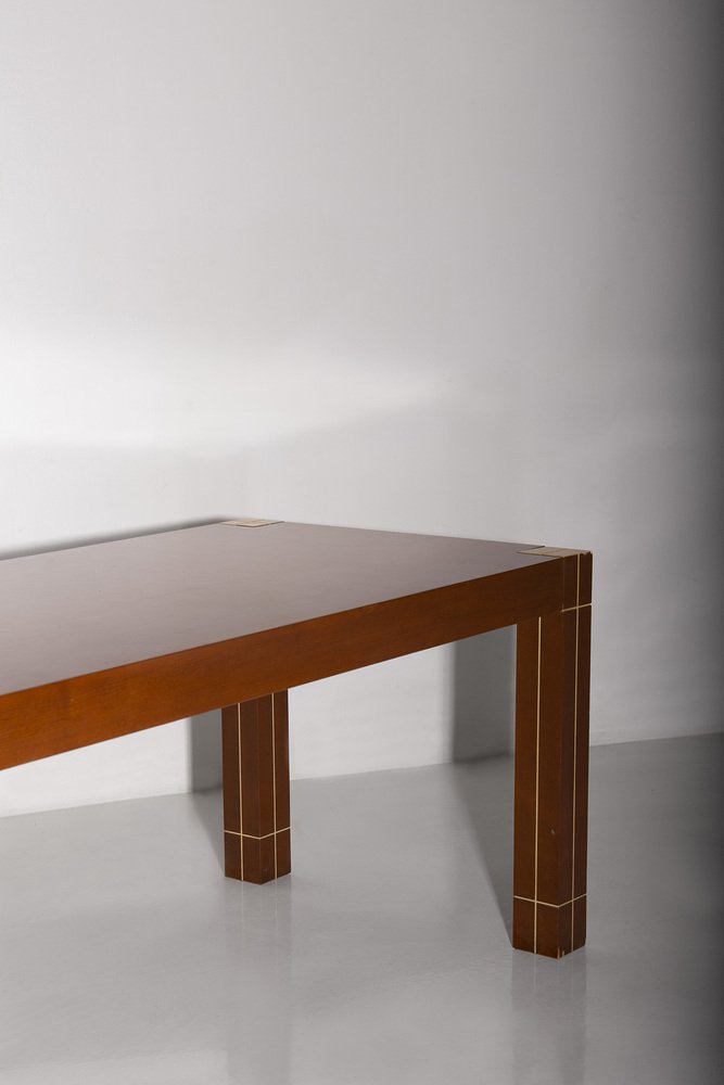 Italian Table with Brass Edges in the style of Renato Polidori, 1980s