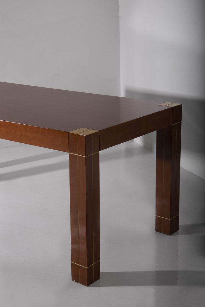 Italian Table with Brass Edges in the style of Renato Polidori, 1980s