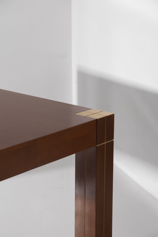 Italian Table with Brass Edges in the style of Renato Polidori, 1980s