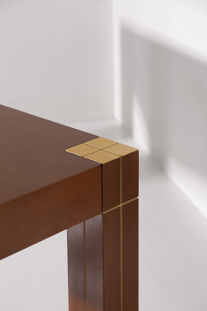 Italian Table with Brass Edges in the style of Renato Polidori, 1980s