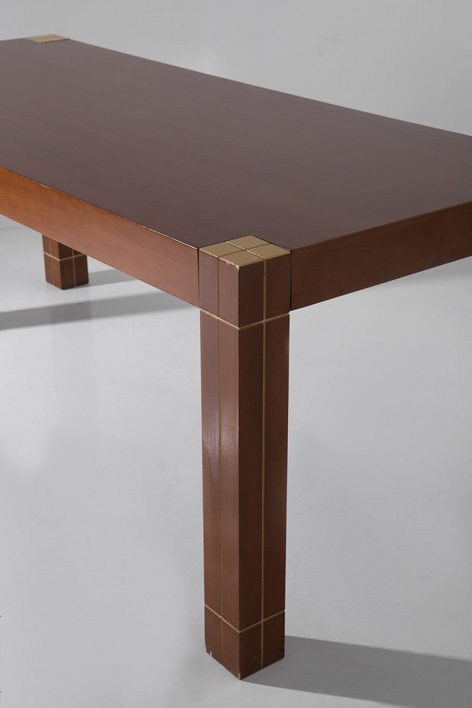 Italian Table with Brass Edges in the style of Renato Polidori, 1980s