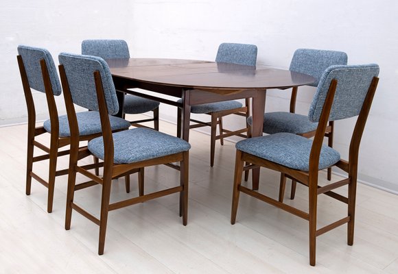 Italian Teak Dining Table and 6 Chairs by Edmondo Palutari for Dassi, 1950s, Set of 7-FER-901308