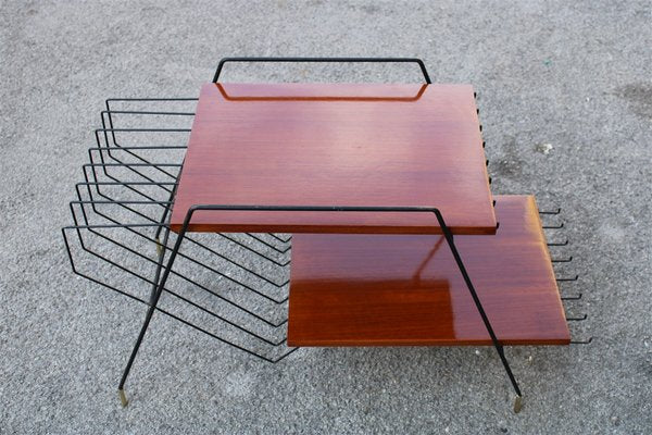 Italian Teak, Metal & Brass Coffee Table by Home Isa for Disegno Graffi Home, 1950s-EH-863111